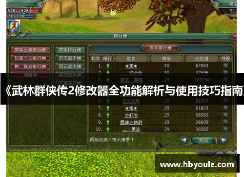 《武林群侠传2修改器全功能解析与使用技巧指南》